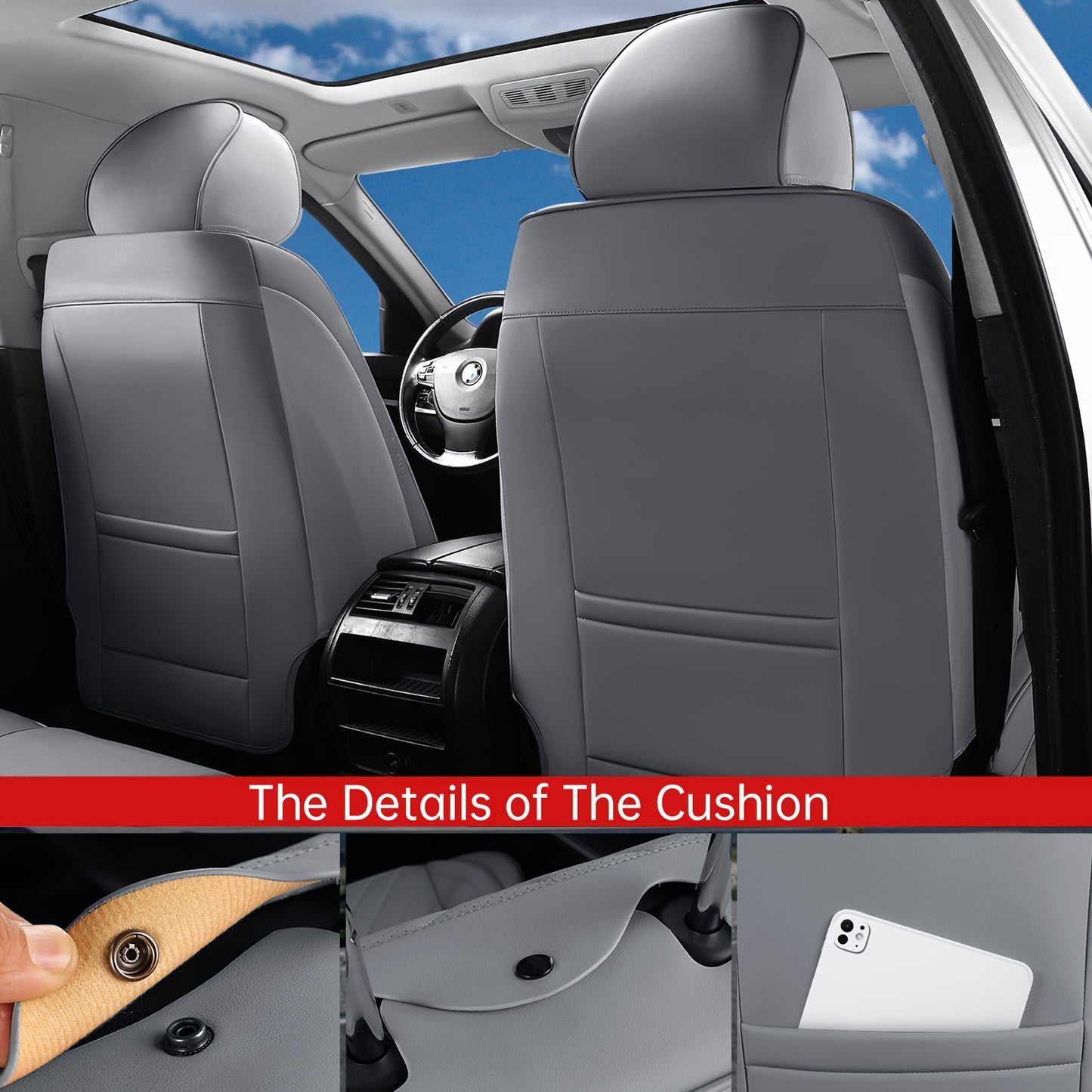Autostoelhoezen – Stoelhoezen Auto – Zitbekleding Auto – Autostoel Bekleding – Universele Autostoelhoes Zwart – PU Leer – Comfortabele Sponsvulling – Eenvoudig Schoon Te Maken