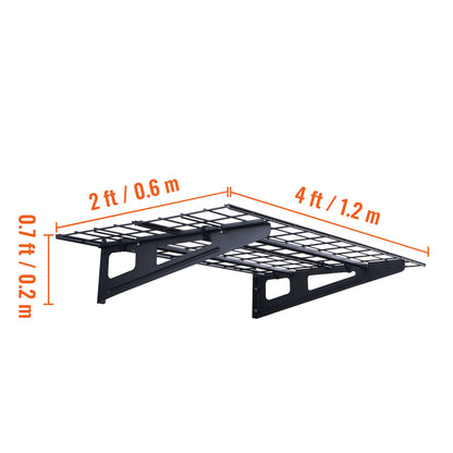 Wandplanken Garage – Werkplaatsplanken – Opbergplanken – Stellingplanken – Heavy Duty Garage Wandplanken – 2 Stuks – Draagkracht 500 kg – Koolstofstaal Mat