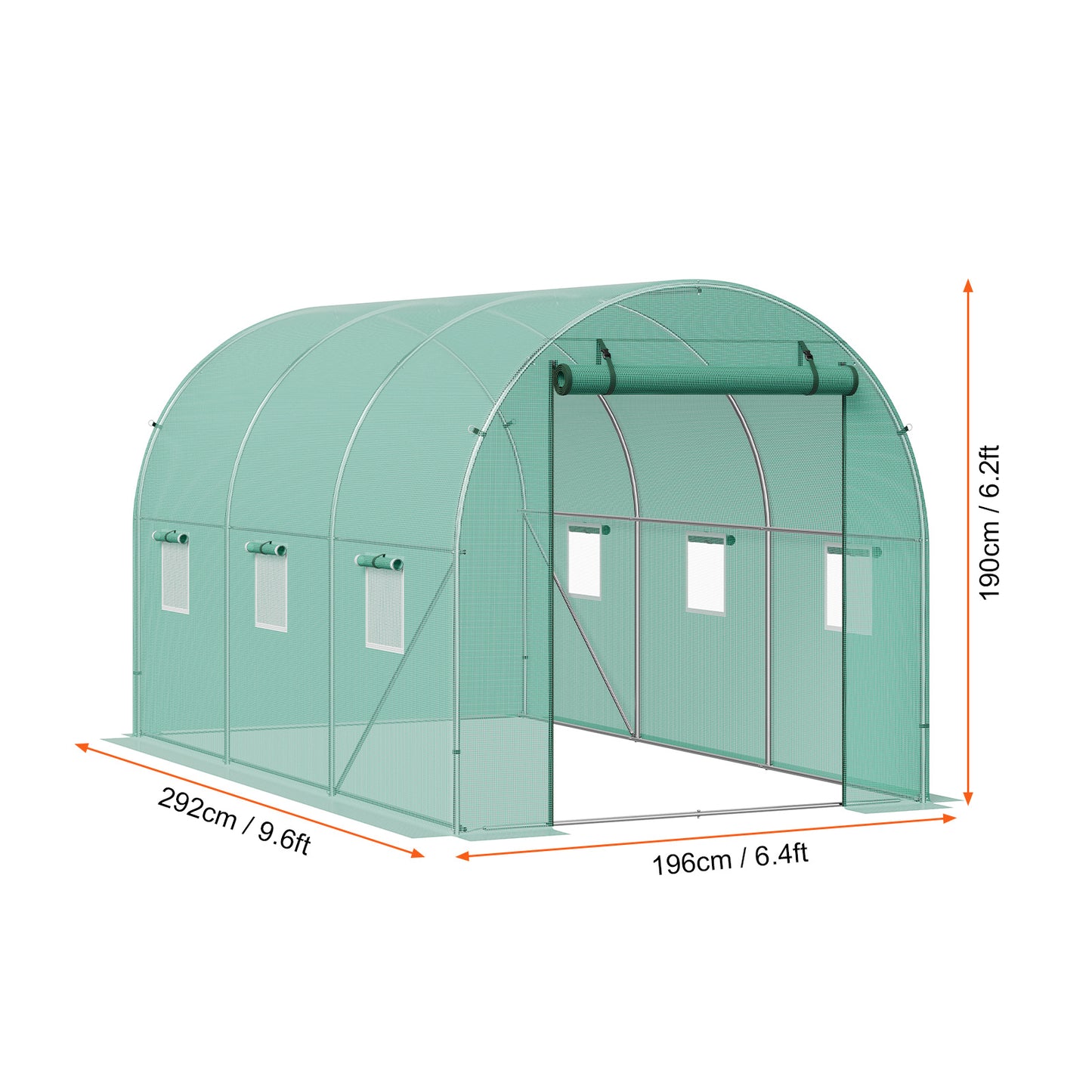 Tunnelkas – Tuinkas – Groentekas – Plantenkas – Kweekkas – Gegalvaniseerd Stalen Frame – Waterdichte UV-bestendige PE Hoes – Walk-In 2,9x2,0x1,9 m