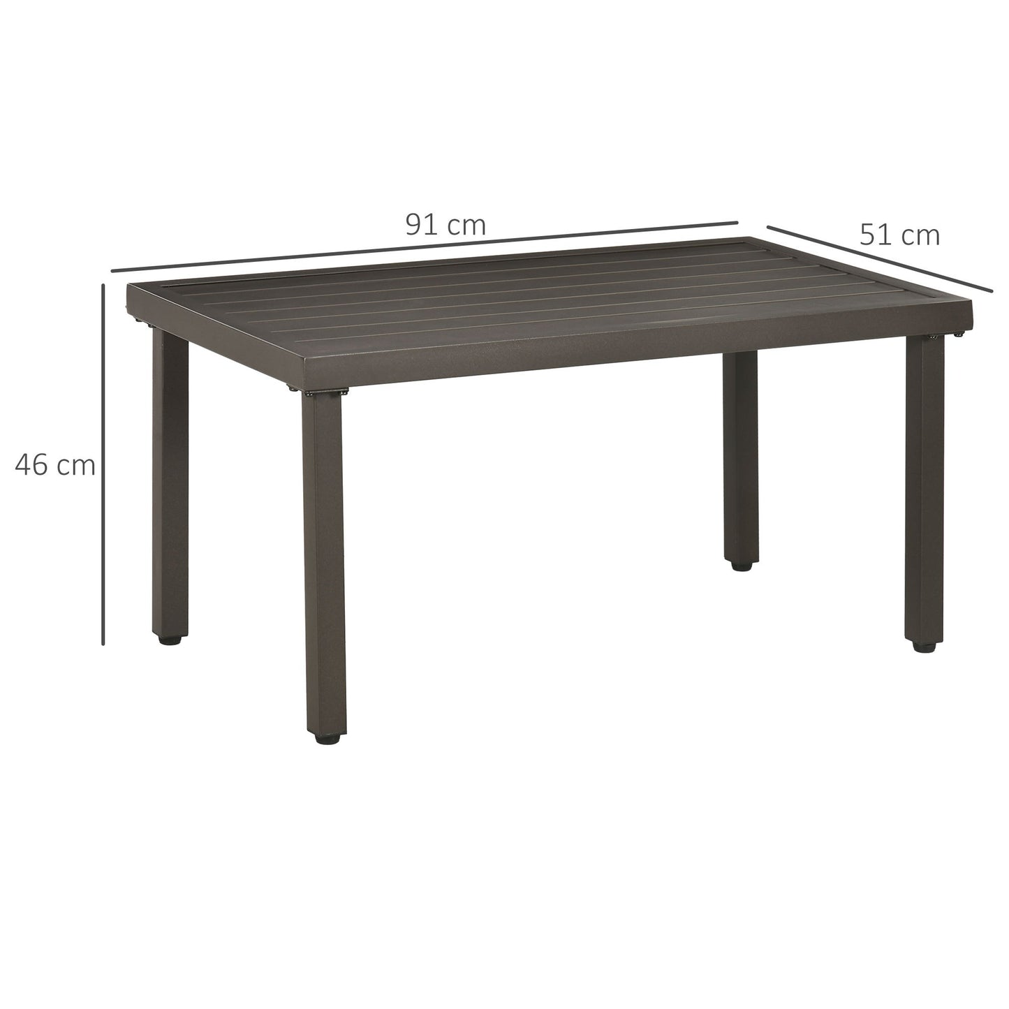 Tuintafel – Bijzettafel – Eettafel – Salontafel – Balkontafel – Met Verstelbare Poten – Metaal Bruin 91x51x46 cm