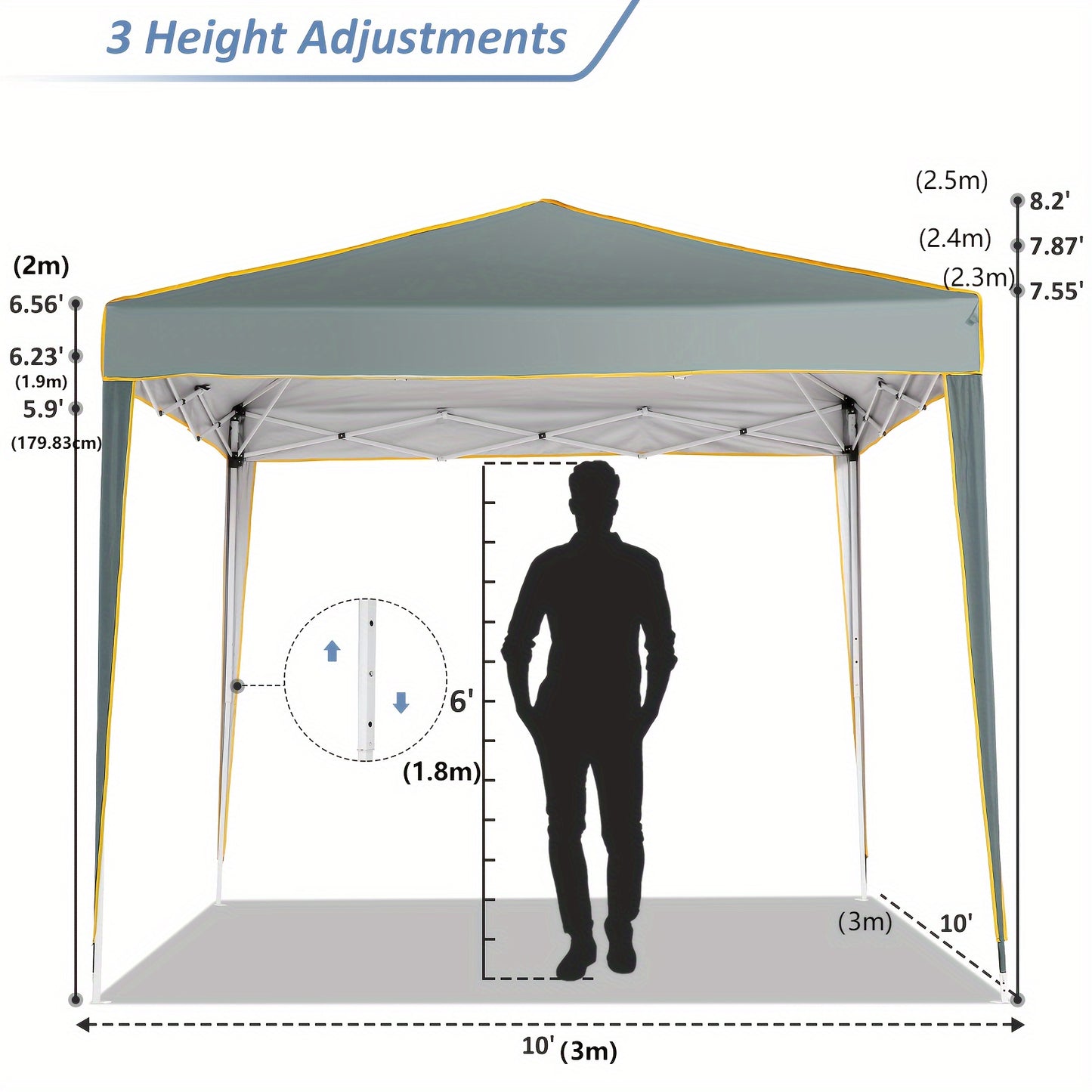 Partytent 3x3m – Buiten Tent – Vouwtent – Paviljoen – Markttent – Windbestendig Frame – Waterafstotend Polyester