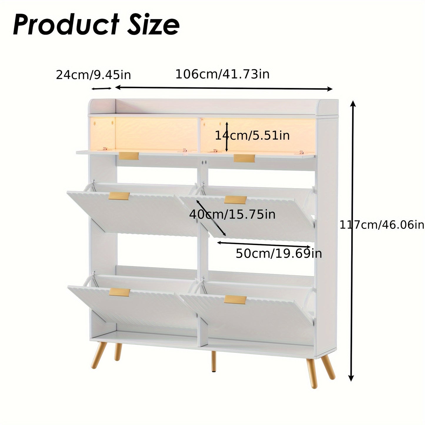 Schoenenkast – Schoenenrek – Schoenenopberger – Opbergkast – Schoenenmeubel – Vouwdeuren – Glazen Blad – 24x106x117 cm – Wit