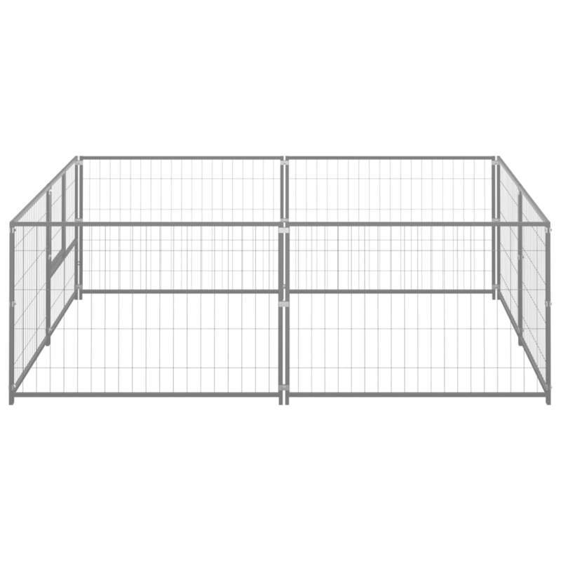 Hondenkennel – Hondenhok – Hondenren – Hondenkooi – Hondenbench – Metaal – 4 m² – Duurzaam Staal – Weerbestendig Silver
