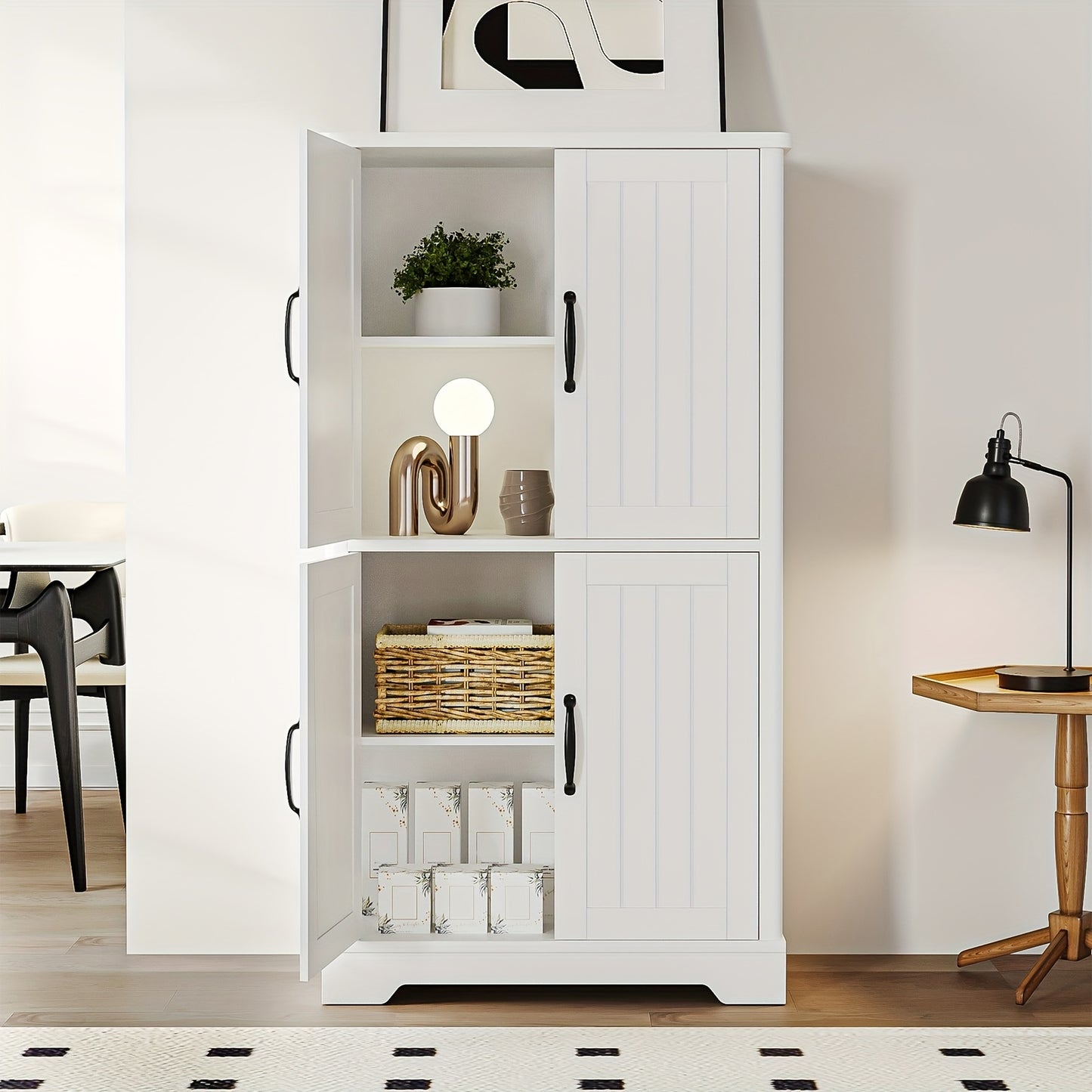 Badkamerkast – Opbergkast – Kolomkast – Wastafelonderkast – Badmeubel – Verstelbare Planken – Duurzaam Spaanplaat – 30x60x110 cm Wit