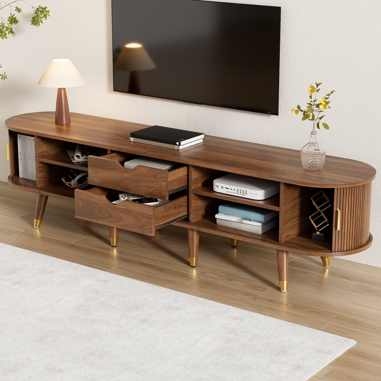 Verstelbare Salontafel – Bijzettafel – Koffietafel – Opbergtafel – Woonkamertafel – Met 4 Lades – Verstelbare Hoogte – Met Zwenkwieltjes – Wit Metaal