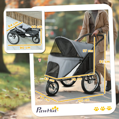 Hondenbuggy – Hondenwagen – Huisdierenwagen – Wandelwagen – Buggy – Opvouwbaar – Rubber Wielen – Tot 40 Kg – Grijs