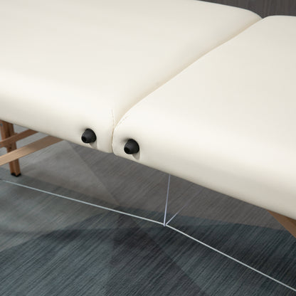 Massagetafel – Massagetafel Hout – Massagebank – Therapie Tafel – Opvouwbare Massagetafel – Draagbaar Design – Verstelbare Hoogte 61-88 cm – Beukenhout Crème Beige