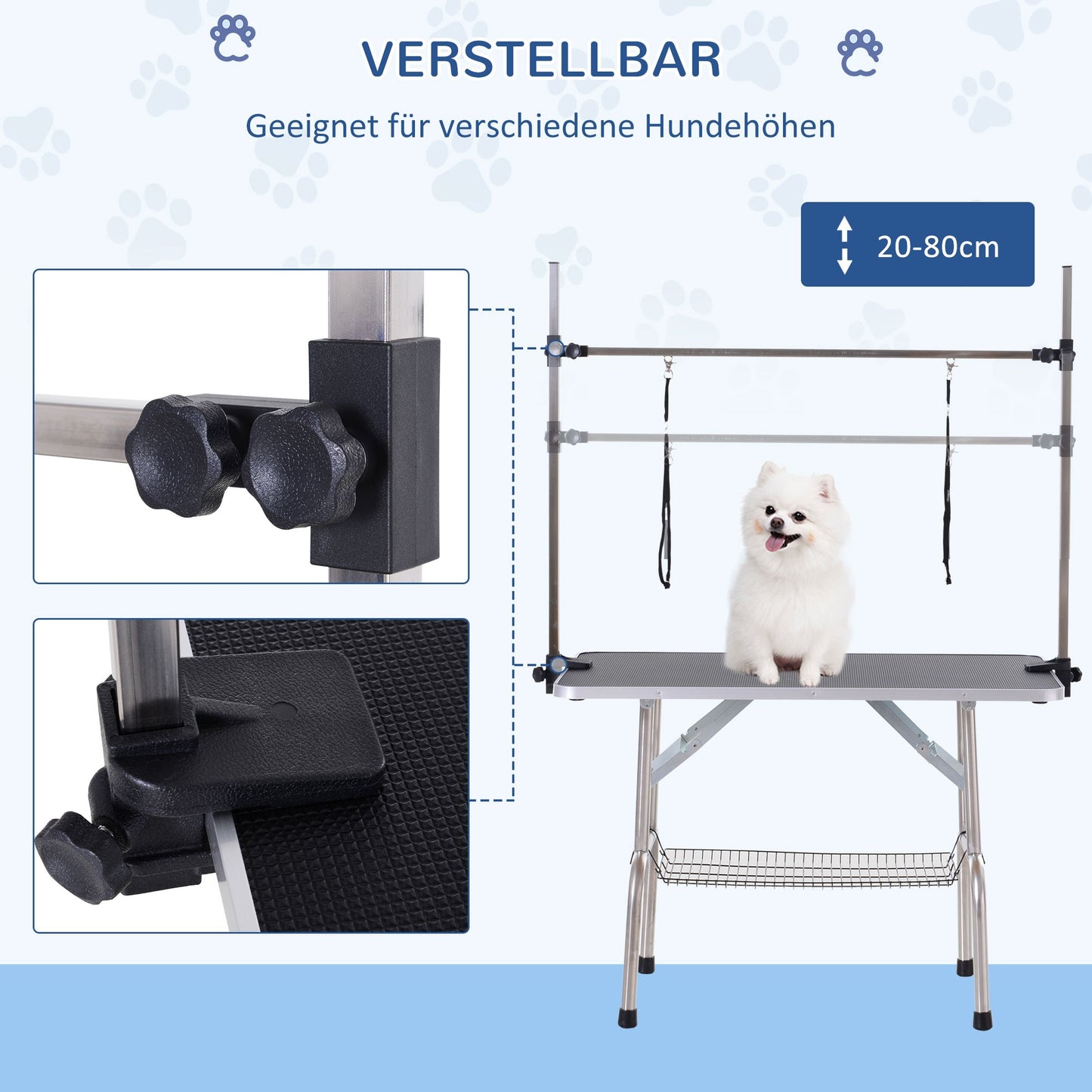 Hondentrolley – Hondenwagen – Huisdier Trolley – Dierenwagen – Draagkar Hond – Tot 30 Kg – Vouwbaar Met Eén Klik – 2 Veiligheidshondenriemen – Opbergvakken – Gewatteerd Handvat – Donkergrijs