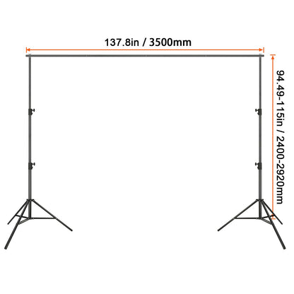 Achtergrondstandaard – Fotostatief – Greenscreenstandaard – Achtergrondframe – Verstelbaar – Heavyduty Metaal – 360 cm Breedte – 3 m Hoogte