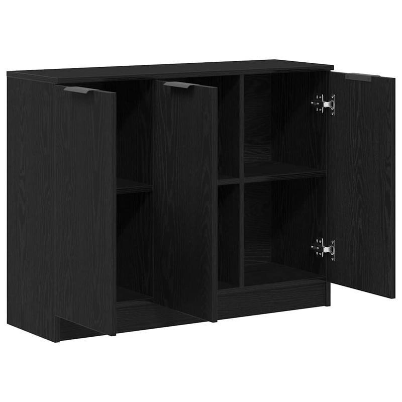Dressoir – Opbergkast – Ladekast – Commode – Buffetkast – Zwarte Eikenlook – Compact 90,5x30x70 cm – Stevige Houtmix