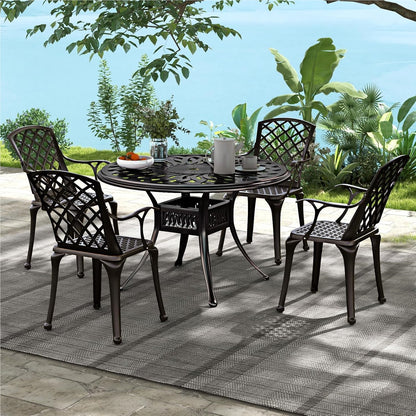 Aluminium Tuinstoelen – Terrasstoelen – Balkonstoelen – Buitenstoelen – Tuinmeubilair – Weerbestendig – Ergonomisch Met Armleuningen – Koper Rood – Set van 2