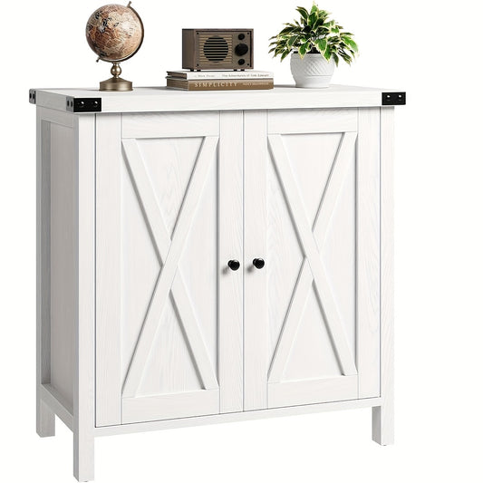 Farmhouse Sidetable – Dressoir – Buffetkast – Opbergkast – Haltafel – Wit MDF Met Metalen Poten – Compact Ontwerp, 2 Lades