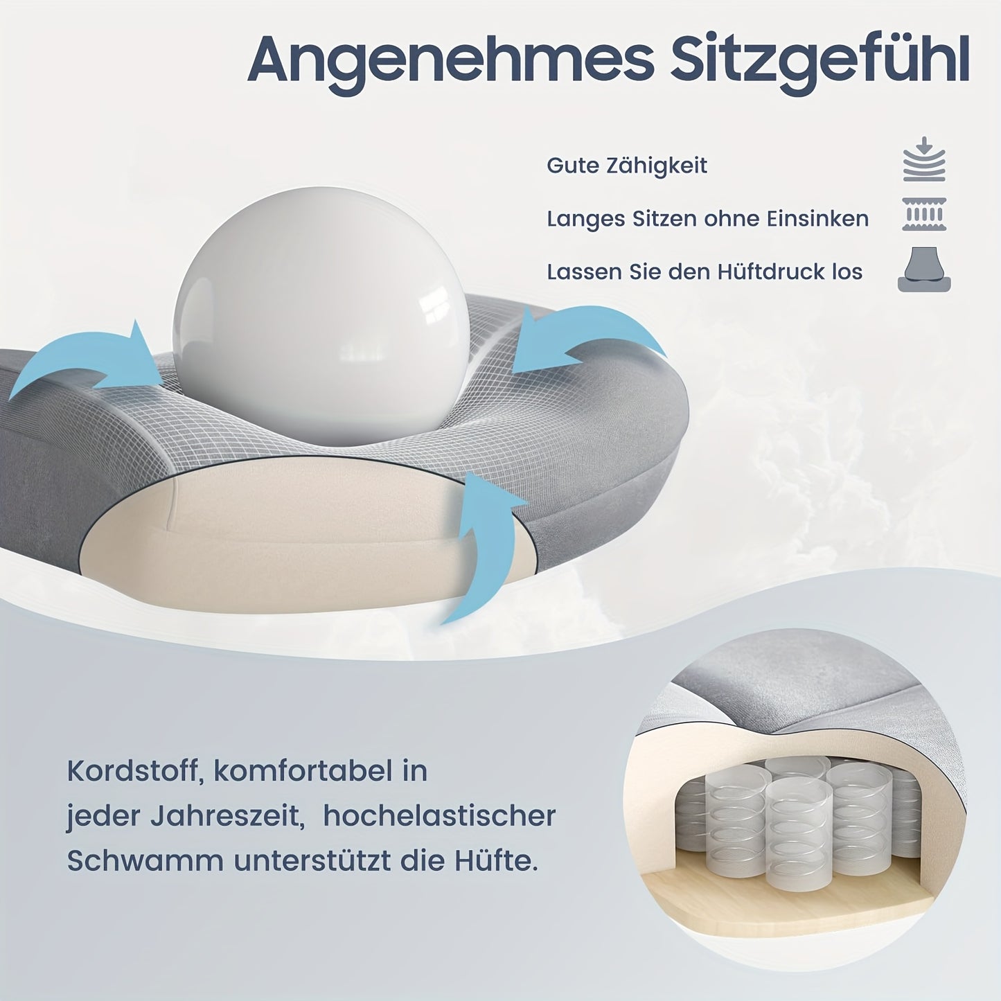 Bureaustoel – Ergonomische Stoel – Bureau Stoel – Kantoormeubilair – Draaistoel – Grijs – Geheugenfoam Zitting – Kantelbare Rugleuning
