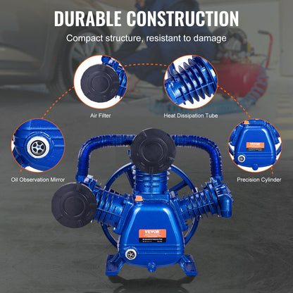 Aircompressor – Luchtcompressor – Bandenpomp – Zuigerpomp – Compressor Pompkop – 10HP 3-Cilinder – 17,5 CFM Bij 90 PSI