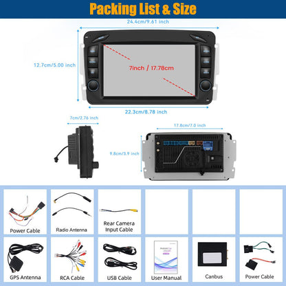 Android Autoradio – Auto Multimedia Systeem – Navigatie Radio – Bluetooth Stereo – 7 Inch Touchscreen – Android 15 OS – 8-Core Processor – 4G+64GB Geheugen