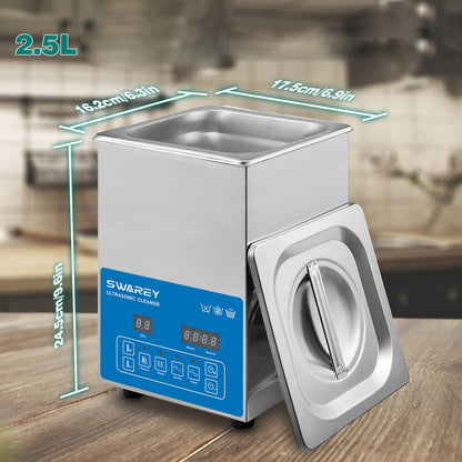 Swarey Ultrasonic Cleaning Device 40 KHz With Digital Timer And Heating, Washing Equipment Machine For Metal Tools Jewellery Carburettor Metal Parts