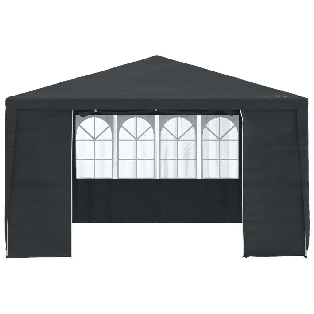 Professional Party Tent with Side Walls, 90 G/Square Meter, 4X4 Meters, in Anthracite Color.