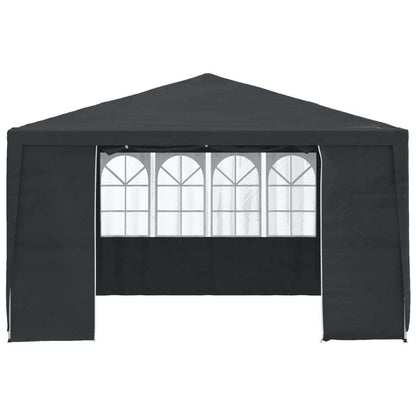 Professional Party Tent with Side Walls, 90 G/Square Meter, 4X4 Meters, in Anthracite Color.