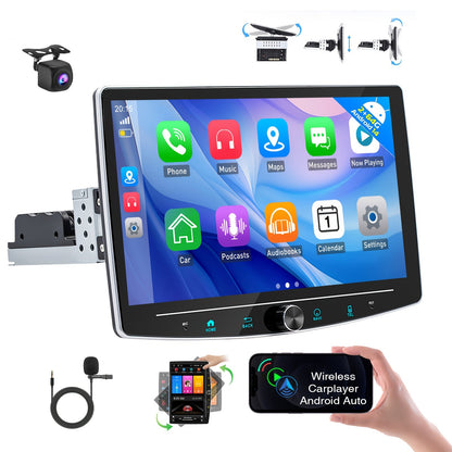 Autoradio – Car Stereo – Multimedia Speler – Dashboard Unit – Navigatiesysteem – 10,1 Inch Draaibaar Touchscreen – Android 14 Met Microfoon & AHD Achteruitrijcamera