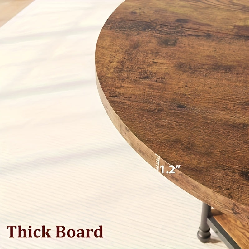 Ronde Eettafel – Ronde Tafel – Dining Table – Eetkamertafel – Keukentafel – Met Opbergplank – Massief Houten Blad – Gouden Metalen Poten – 119 cm – Geschikt voor 4-6 Personen
