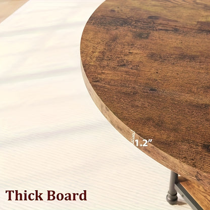Ronde Eettafel – Ronde Tafel – Dining Table – Eetkamertafel – Keukentafel – Met Opbergplank – Massief Houten Blad – Gouden Metalen Poten – 119 cm – Geschikt voor 4-6 Personen