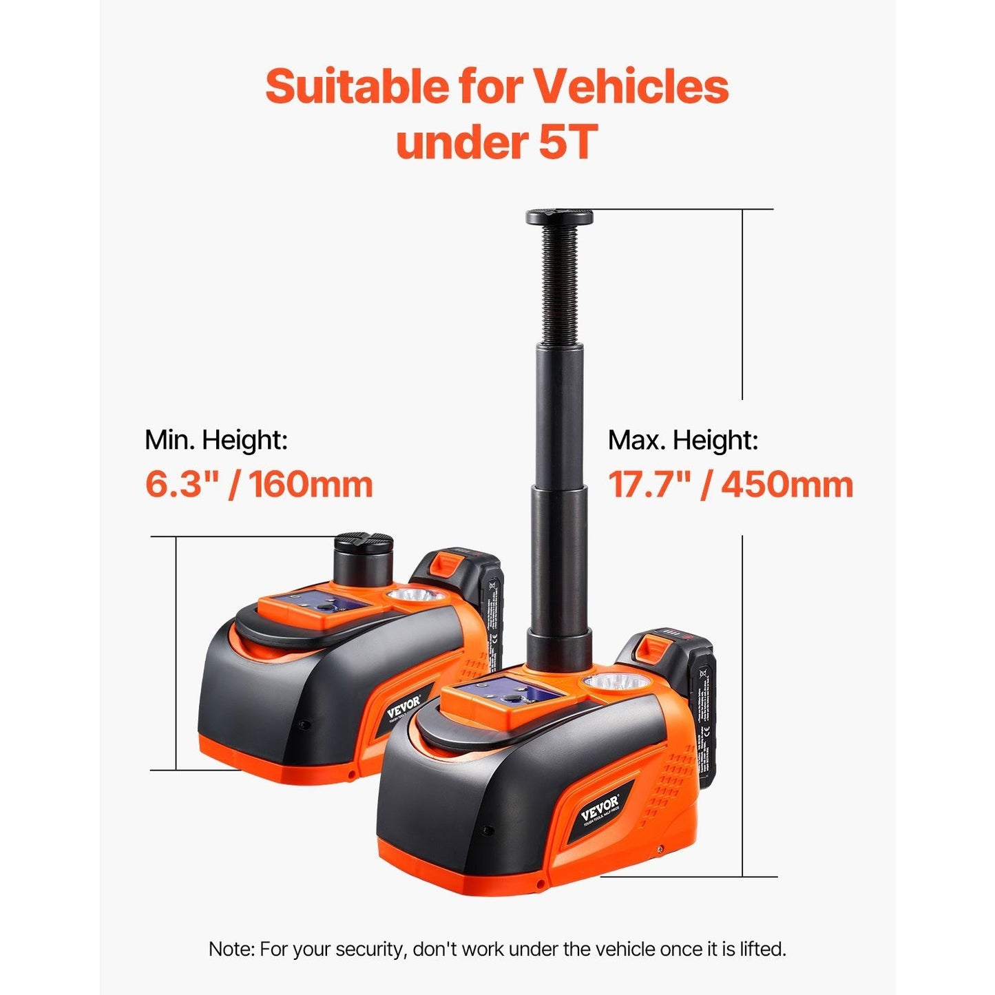 Elektrische Krik – Auto Krik – Bandenkrik – Hydraulische Krik – Draagbare Krik – Draadloos Met 5 Ton Hefkracht – 400 Nm Elektrische Moersleutel – Oranje Variant