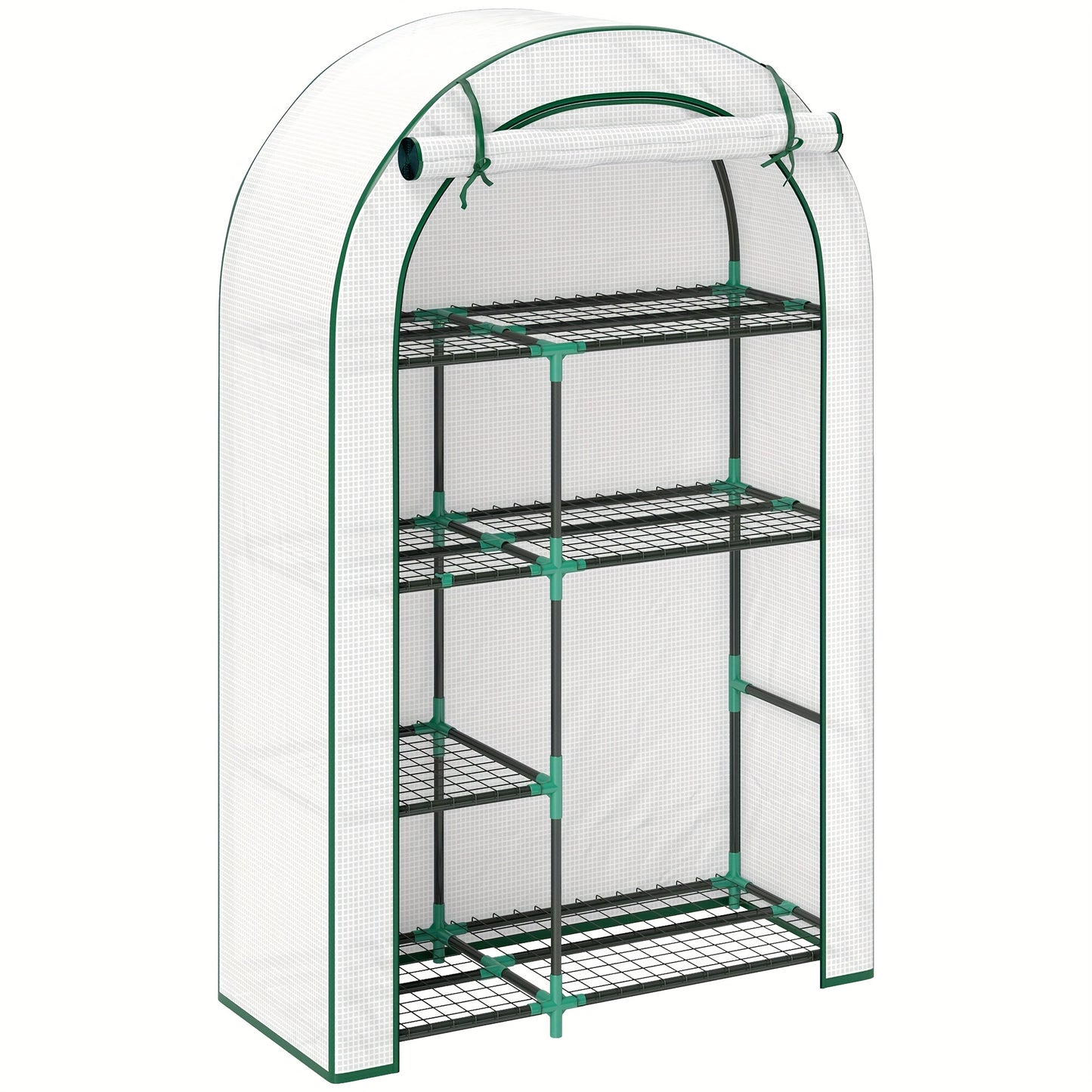 Kas met Rond Dak – Kweekkas – Balkonkas – Tuinkas – Tomatenkas – Wit – Met Deur en Schappen – 100 x 45 x 160 cm – Winterbestendig Plastic Folie