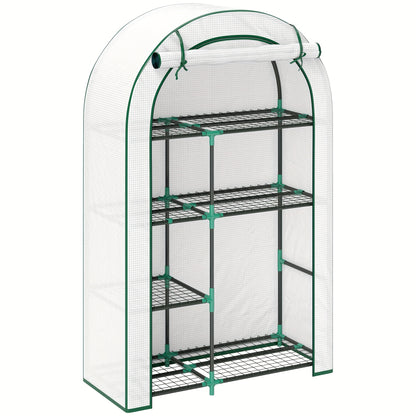 Kas met Rond Dak – Kweekkas – Balkonkas – Tuinkas – Tomatenkas – Wit – Met Deur en Schappen – 100 x 45 x 160 cm – Winterbestendig Plastic Folie
