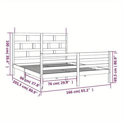 Bedframe – Bed – Ledikant – Slaapkader – Bedromp – Massief Hout – 160x200 cm – Wit Met Baksteenpatroon Hoofdbord – Eenvoudige Montage