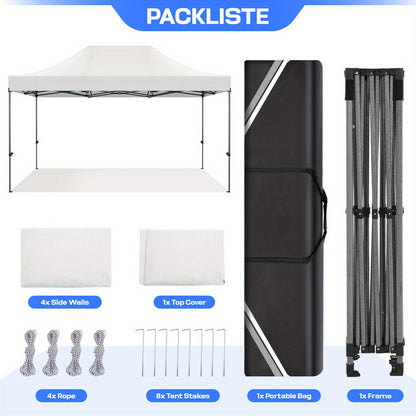 Partytent – Paviljoen – Pop-up Tent – Vouwtent – Schaduwtent – 3x4,5 m – Verstelbare Hoogte 2,5-4,5 m – Stevig Metalen Frame – Snelle Montage