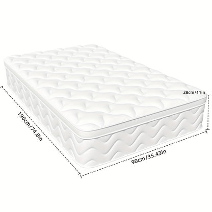 Matras – Pocketveringmatras – Binnenveringsmatras – Logeermatras – Tweepersoonsmatras – 90x190 cm – 25 cm Hoog – Medium Stevig Met Zijdeachtige Tijk