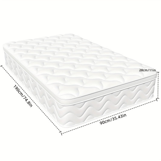 Matras – Pocketveringmatras – Binnenveringsmatras – Logeermatras – Tweepersoonsmatras – 90x190 cm – 25 cm Hoog – Medium Stevig Met Zijdeachtige Tijk