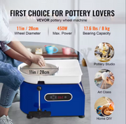 Pottenbakkerij - Pottenbakkers Draaischijf - Elektrische Pottenbakkers Draaischijf - Elektrische Pottenbakkersschijf Machine - 60-300RPM - 350W 5kg - met Snelheidshendel, Voetpedaal Contro en ABS Afneembare Bak - Blauw