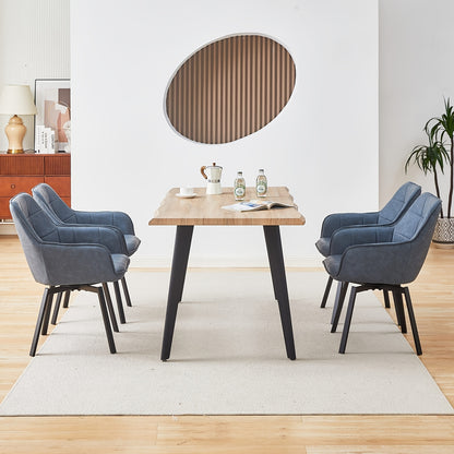 Draaibare Eetkamerstoelen – Eetkamerstoelen Set – Bureaustoelen – Loungestoelen – Stoelen Met Armleuningen – Blauw – 360° Draaibaar – Kunstleer Met Memory Foam Padded Zitting
