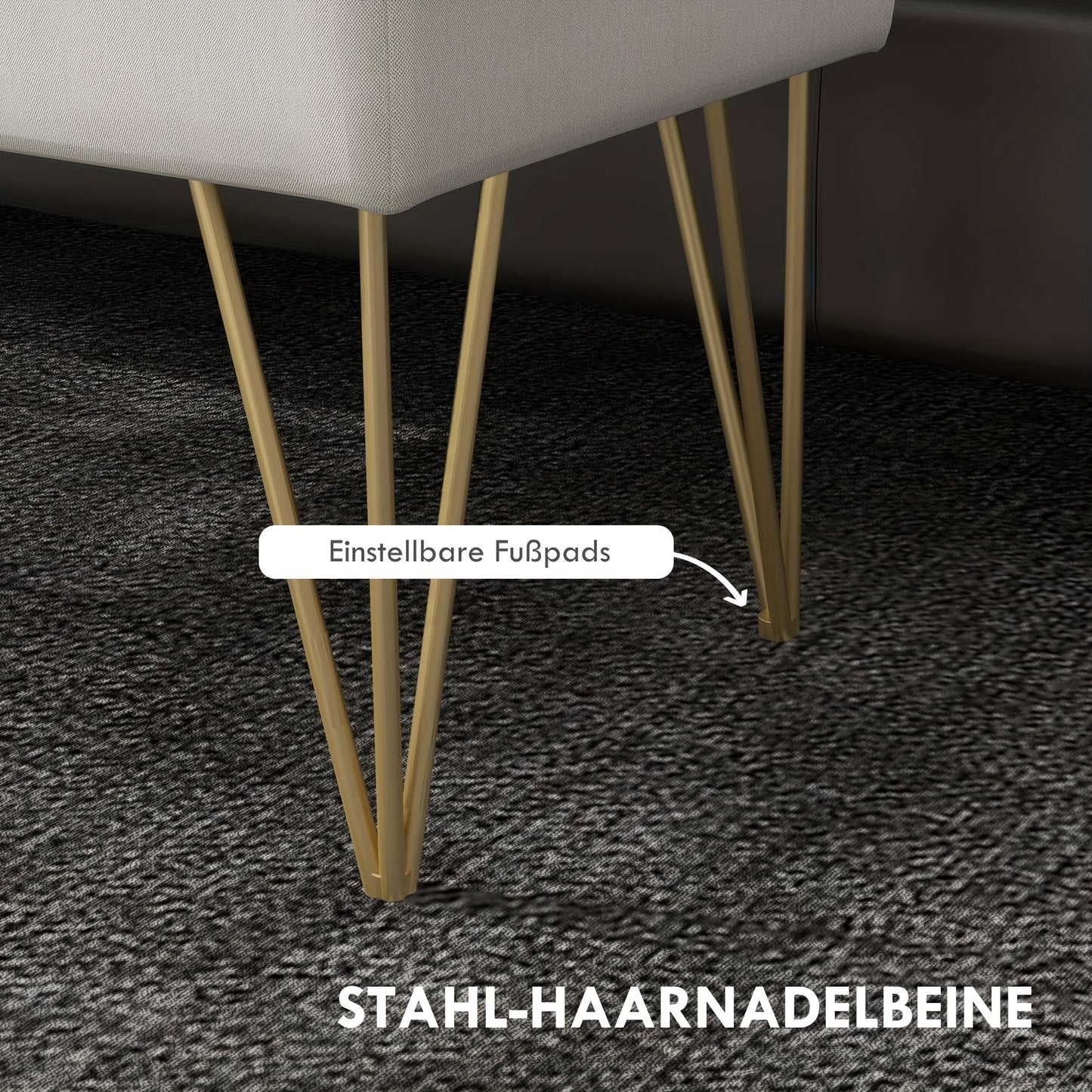 Opbergbank – Opbergbench – Slaapkamerbank – Poef – Zitbank – Linnenlook Bekleding – Stevig Metalen Frame – 100 x 40 x 49 cm – Crèmekleur