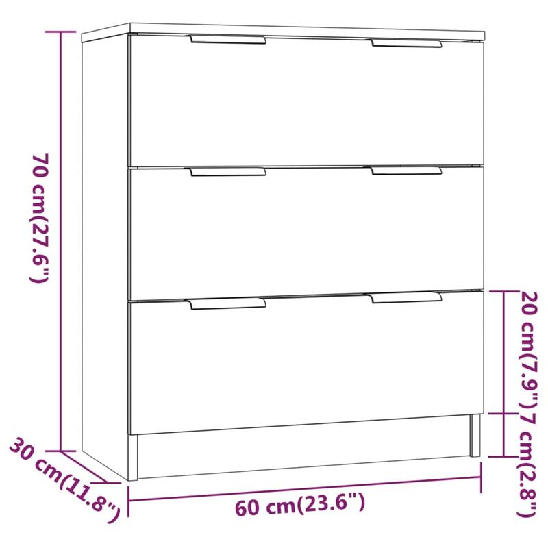 3-Tlg. Sideboard Smoked Oak Wood Material/Cabinets/Storage Boxes/Cabinets/Nightstands/Sideboards. This Cabinet Made of Robust Wood Material with a Smooth Surface Offers Stability And Is Moisture-Resistant. with Their Timeless