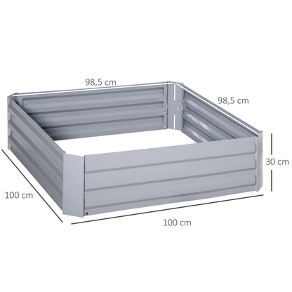 Bloembak – Plantenbak – Tuinbak – Bloembakset – Kruidenbak – Grijs – Set van 2 – Stalen Frame – Open Bodem – 100x100x30 cm