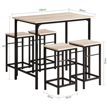 Bartafelset – Barset – Barkrukken – Keukentafel – Bistroset – Stijlvol MDF Tafelblad – Stevig Metalen Frame