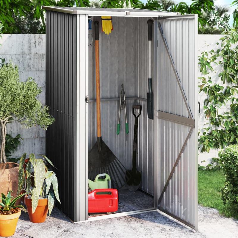 Tuinhuisje – Tuinschuur – Tuinberging – Gereedschapsschuur – Tuinkast – Gegalvaniseerd Staal – Weerbestendig Met Ventilatie & Dubbele Deuren – Antraciet – 118,5x97x209,5 cm