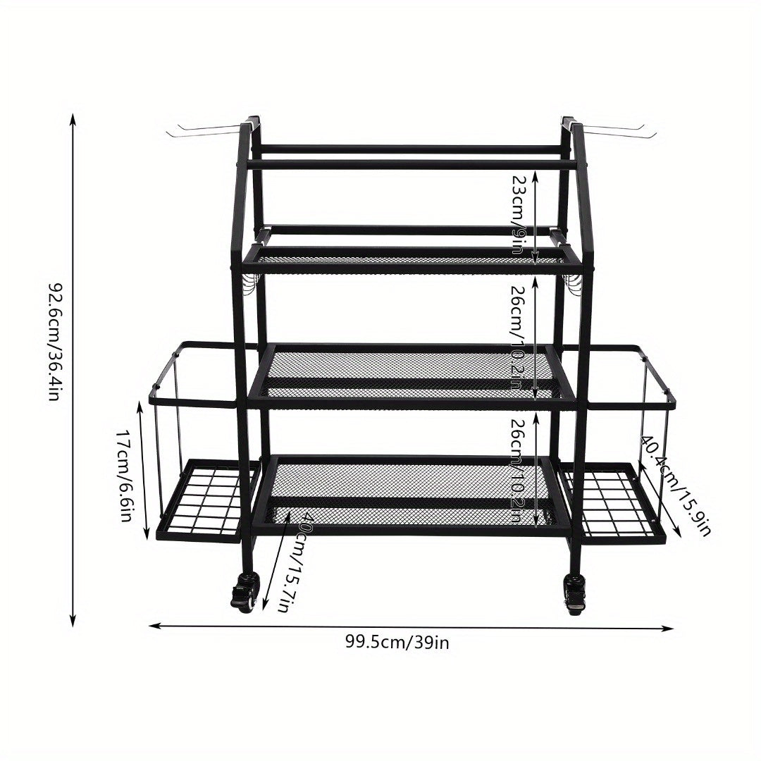 Goodslinesshop Ciounmb Gym Storage Rack Dumbbell Rack Multifunctional Dumbbell Stand Yoga Mat Shelf for Kettlebell, Dumbbells, Yoga Block, with Hooks and Lockable Wheels, Load Capacity 136kg [High-Quality Shop Now!], Fitness