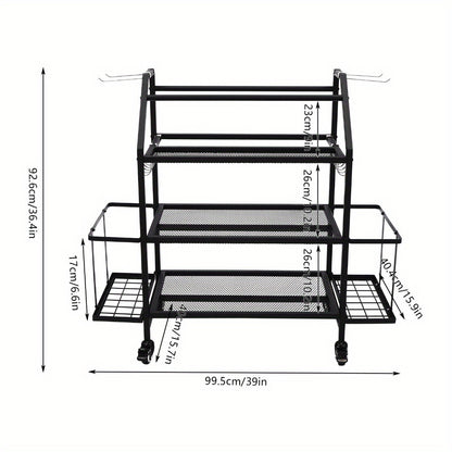 Goodslinesshop Ciounmb Gym Storage Rack Dumbbell Rack Multifunctional Dumbbell Stand Yoga Mat Shelf for Kettlebell, Dumbbells, Yoga Block, with Hooks and Lockable Wheels, Load Capacity 136kg [High-Quality Shop Now!], Fitness