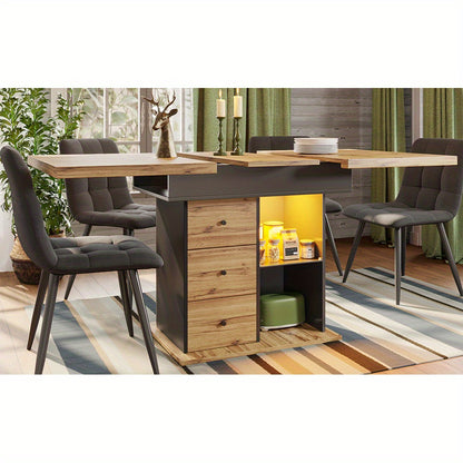 Uitschuifbare Eettafel – Tafel – Eetkamertafel – Uitklapbare Tafel – Vouwbare Tafel – Zwart – Verstelbaar 110-140x80 cm – Ruimtebesparend Ontwerp