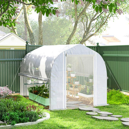 Kweekkas – Tuinkas – Broeikas – Plantenkas – Serre – Gegalvaniseerd Stalen Frame – UV-Bestendige Witte Hoes – 3x2x2 Meter – Ventilatie Met 4 Ramen En Oproldeur