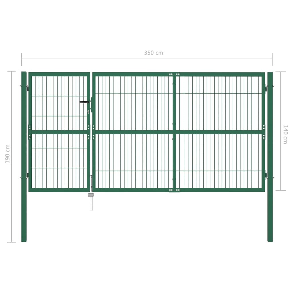 Tuinpoort – Tuindeur – Hekpoort – Schuttingpoort – Tuinafscheiding – Gepoedercoat Staal – 350x140 cm – Groen