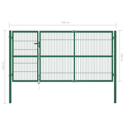 Tuinpoort – Tuindeur – Hekpoort – Schuttingpoort – Tuinafscheiding – Gepoedercoat Staal – 350x140 cm – Groen