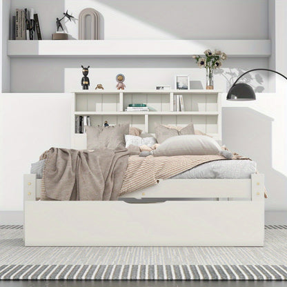 Eenpersoonsbed – Bed met Opberglades – Opbergbed – Slaapbed – Kinderbed – 90x200 cm – Wit – Stevige Lattenbodem – Ruime Lades