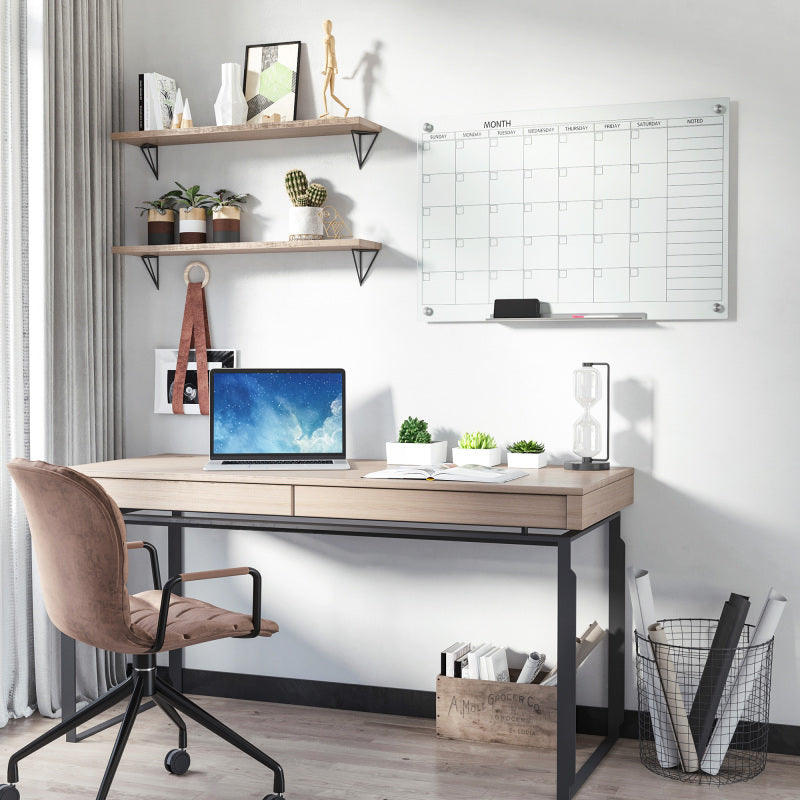 Whiteboard Kalender – Whiteboard Bord – Planbord – Schrijfbord – Organisatiebord – Wit – 90x60 cm – Glad Keramisch Oppervlak – Inclusief 4 Kleuren Markers en Wisser