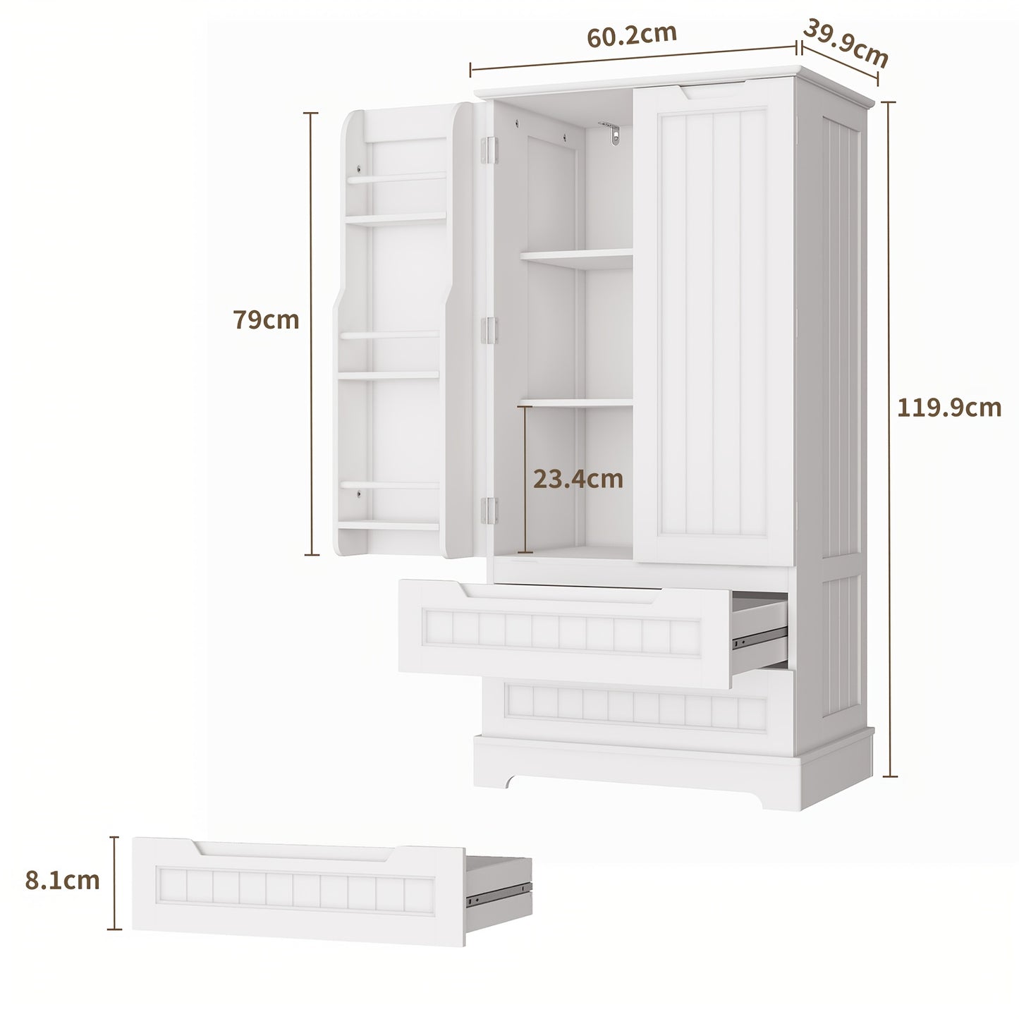 Keukenkast – Opbergkast – Keukenonderkast – Buffetkast – Organizer – Waterbestendig – Kantelbeveiliging – 2 Laden – 2 Deuren – Verstelbare Planken – Wit