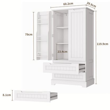 Keukenkast – Opbergkast – Keukenonderkast – Buffetkast – Organizer – Waterbestendig – Kantelbeveiliging – 2 Laden – 2 Deuren – Verstelbare Planken – Wit