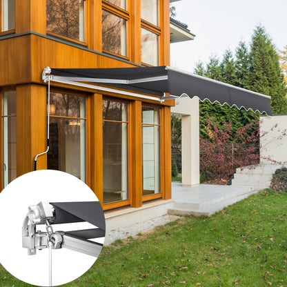 Manual Articulated Arm Awning Awning with Crank, Sun Awning Sun Protection Balcony Awning Patio Awning Clamp Awning for Balcony And Veranda Dark Gray